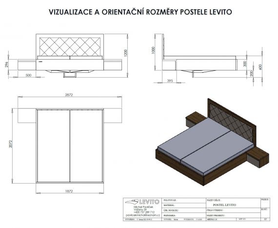 Optimální výška a vzdušný design - vizualizace postele LEVITO Když postel působí lehce – díky LEVITO
